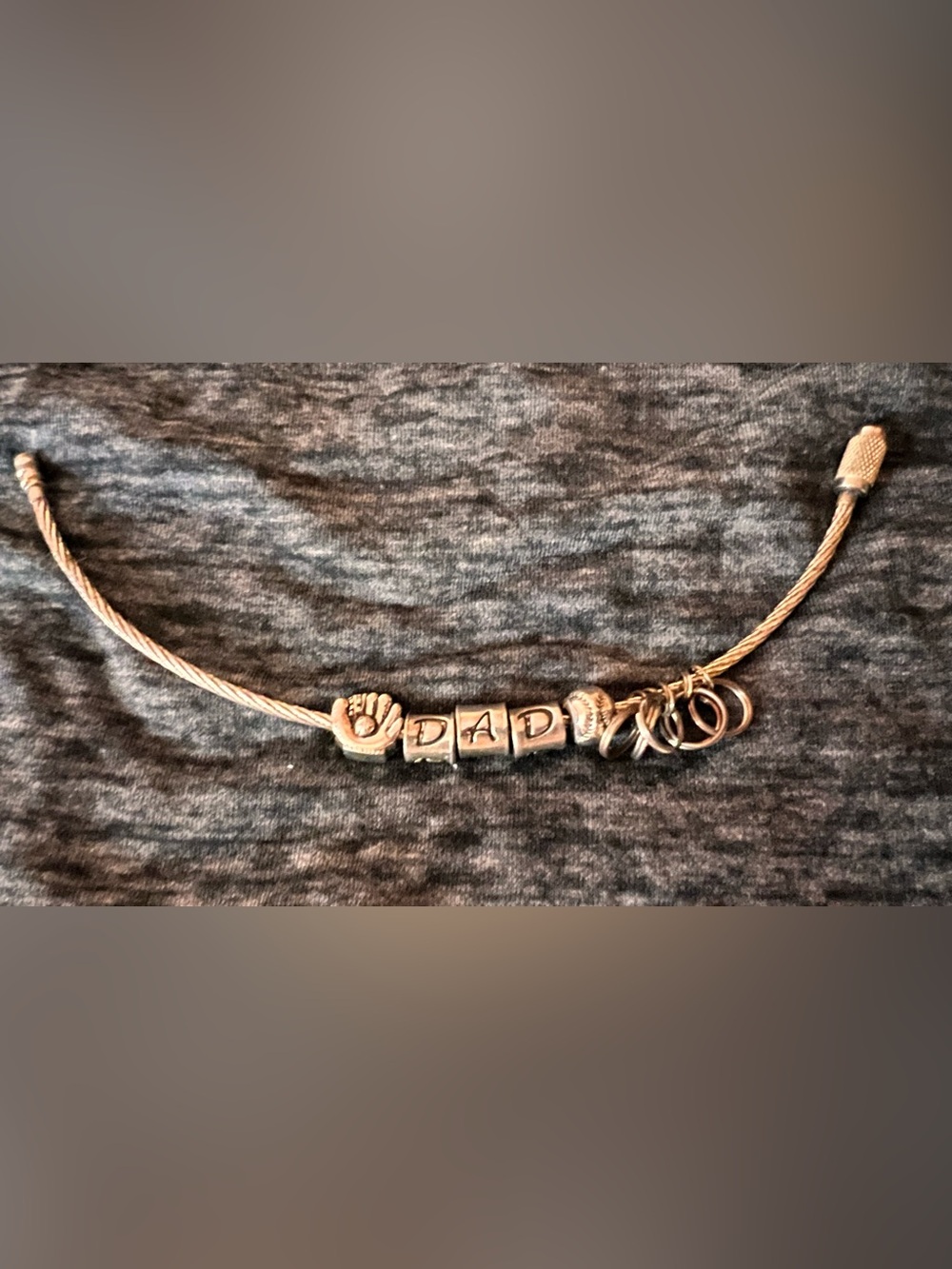"DAD" Silver-Tone Bead Bracelet